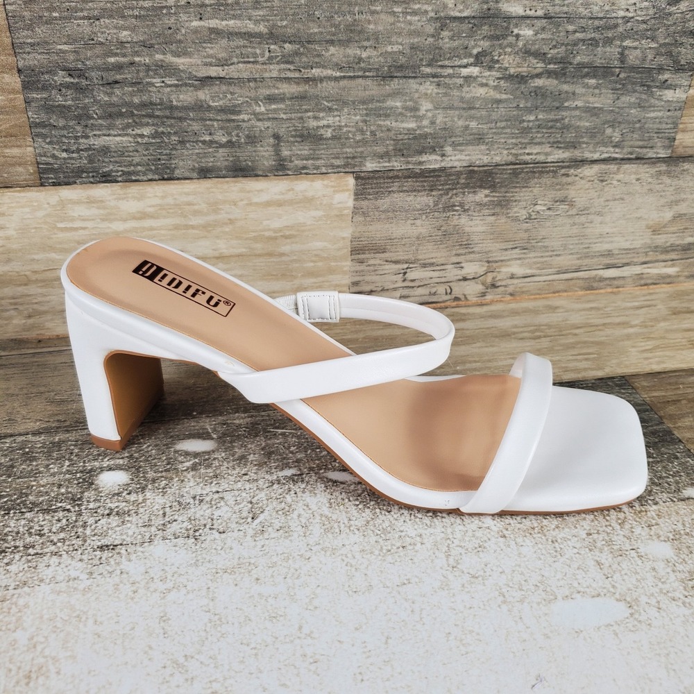 IDIFU Dibofashion Womens Shoes Sz 7.5 White Comfort Slip On Block Heel